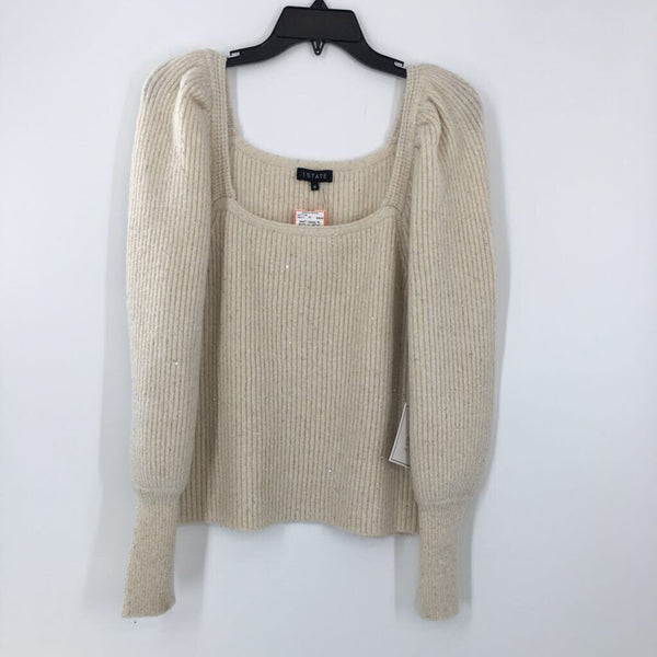 XL Puffy slv glittery sweater