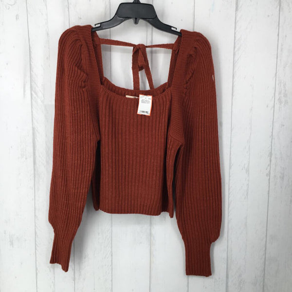 L Ribbed tie-back sweater