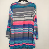 3X Striped v-neck tab slv tunic