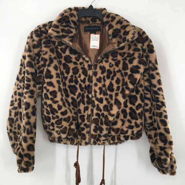 S Faux fur animal print jacket