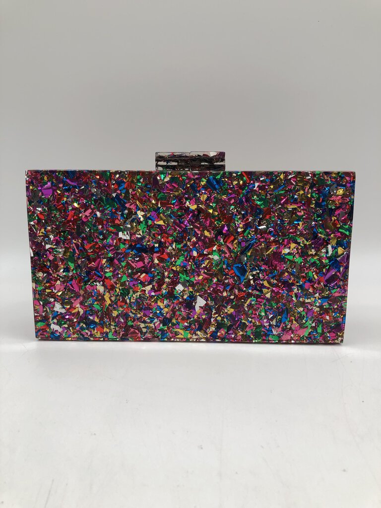 evil eye acrylic glitter clutch