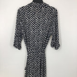 L Printed button down belted dress