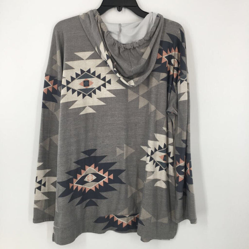 XL Printed hooded l/s top