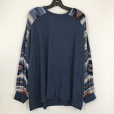 OX/XL Printed slv crewneck top