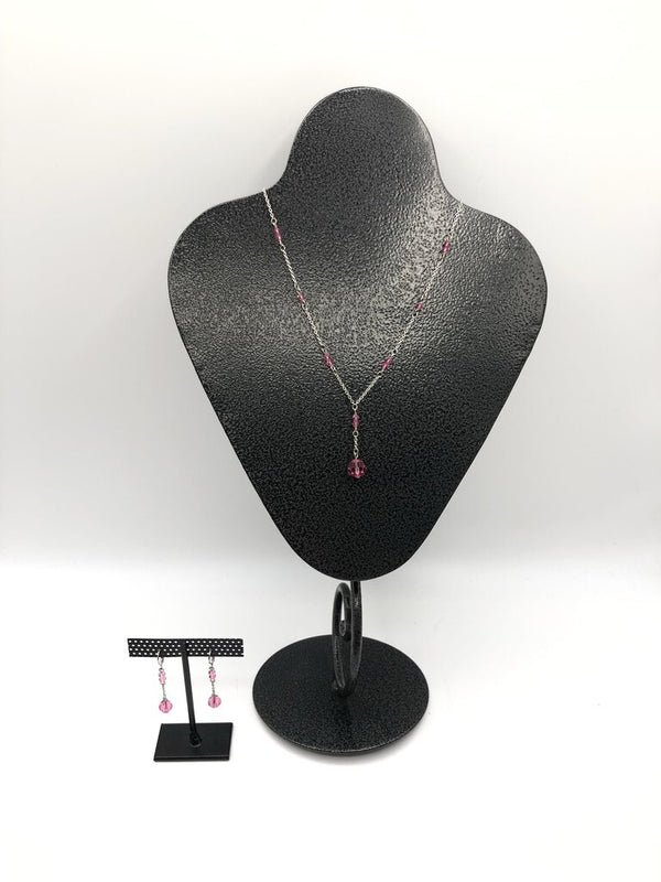 10" Pink crystal necklace & earring set