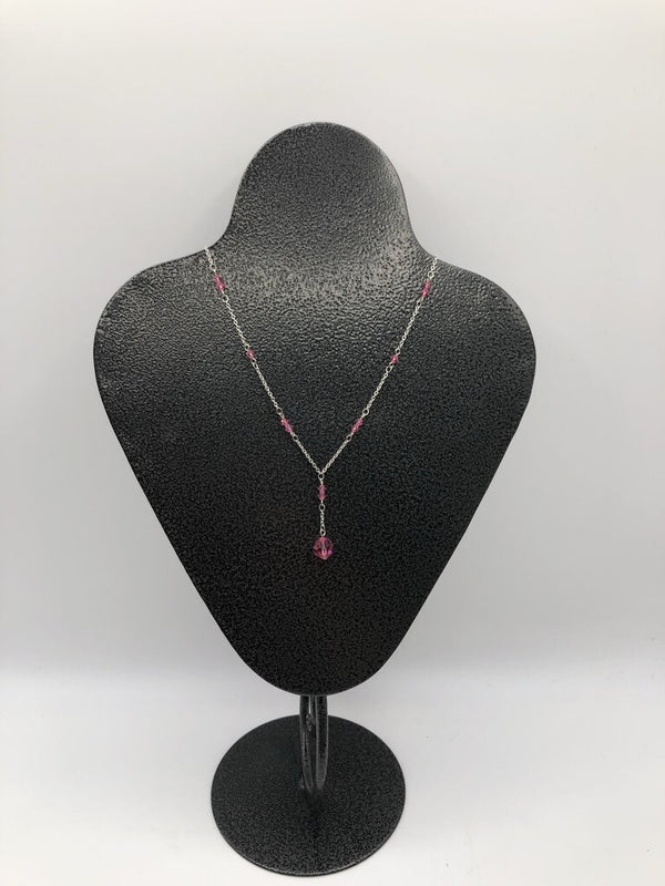 10" Pink crystal necklace & earring set