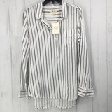 R59 L Striped half button down l/s top