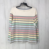 S Striped bateau meck l/s top