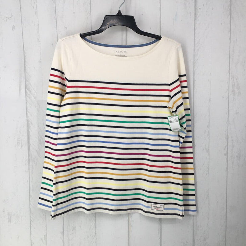 S Striped bateau meck l/s top