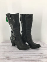 9 heel side zip buckle boots