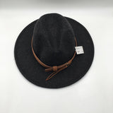 Wool-blend hat faux leather trim