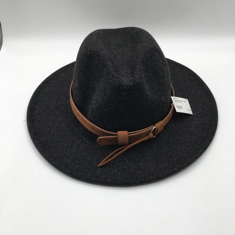 Wool-blend hat faux leather trim