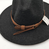 Wool-blend hat faux leather trim