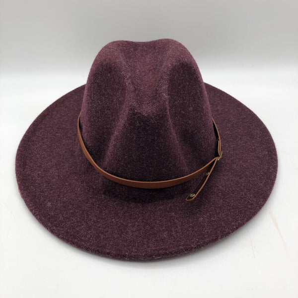 Wool-blend hat faux leather trim