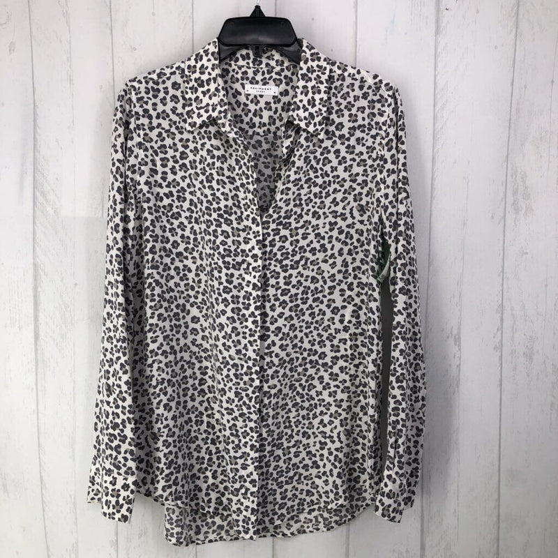 M Animal print button down l/s top