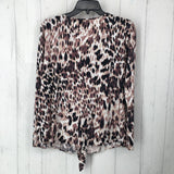 M Animal print notch neck flare slv top