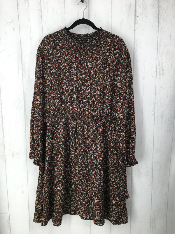 1XL Flo print smocked l/s dress