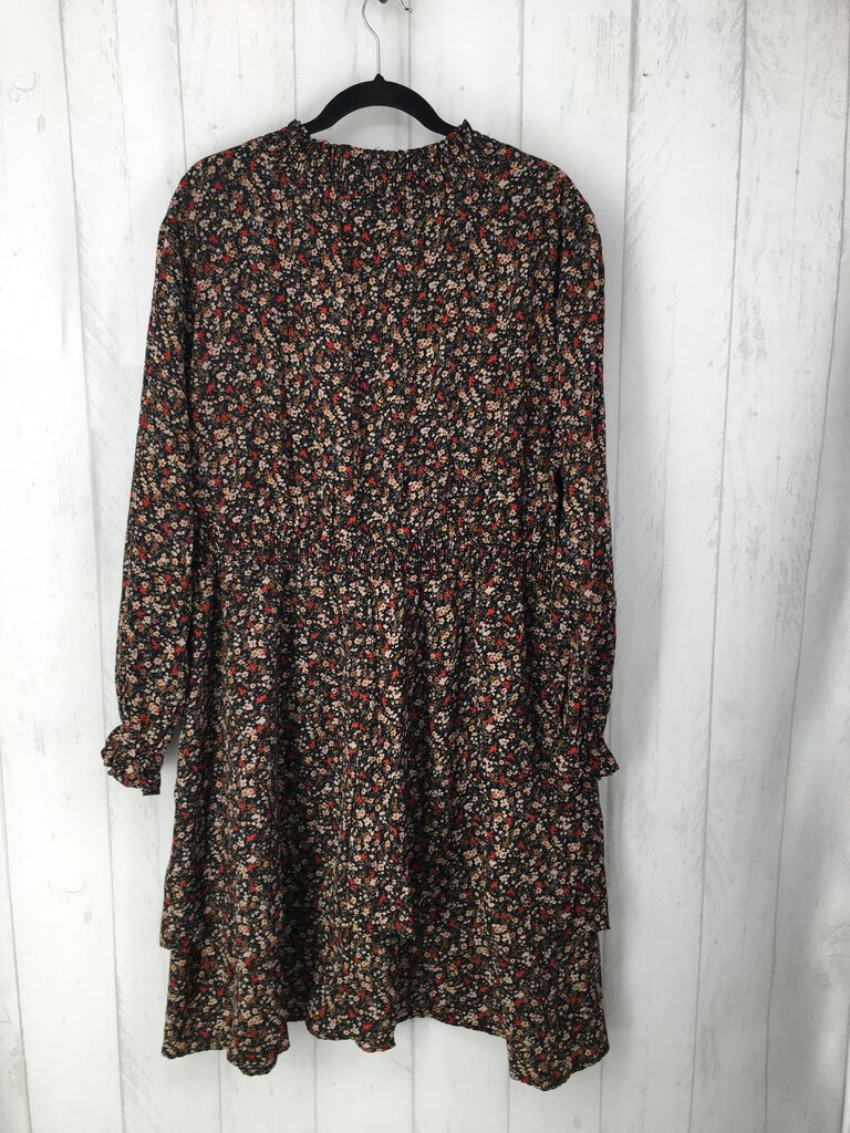 1XL Flo print smocked l/s dress