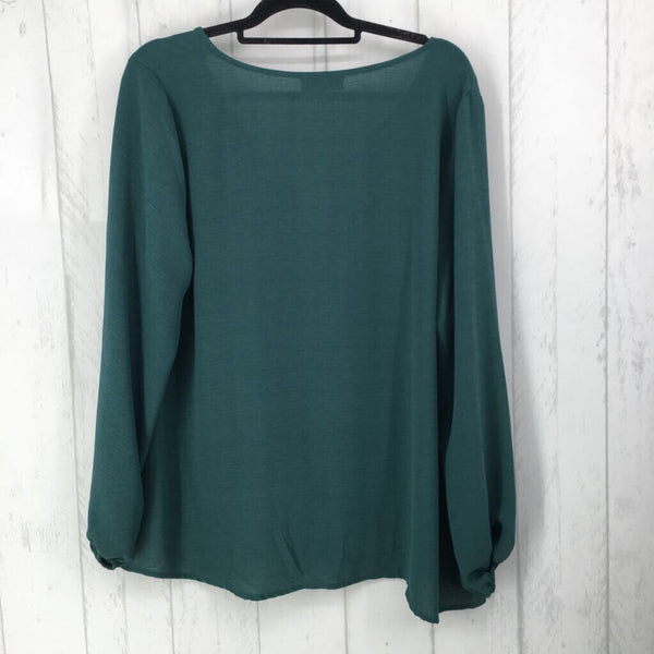 R44 1X V-neck gathered hem l/s top