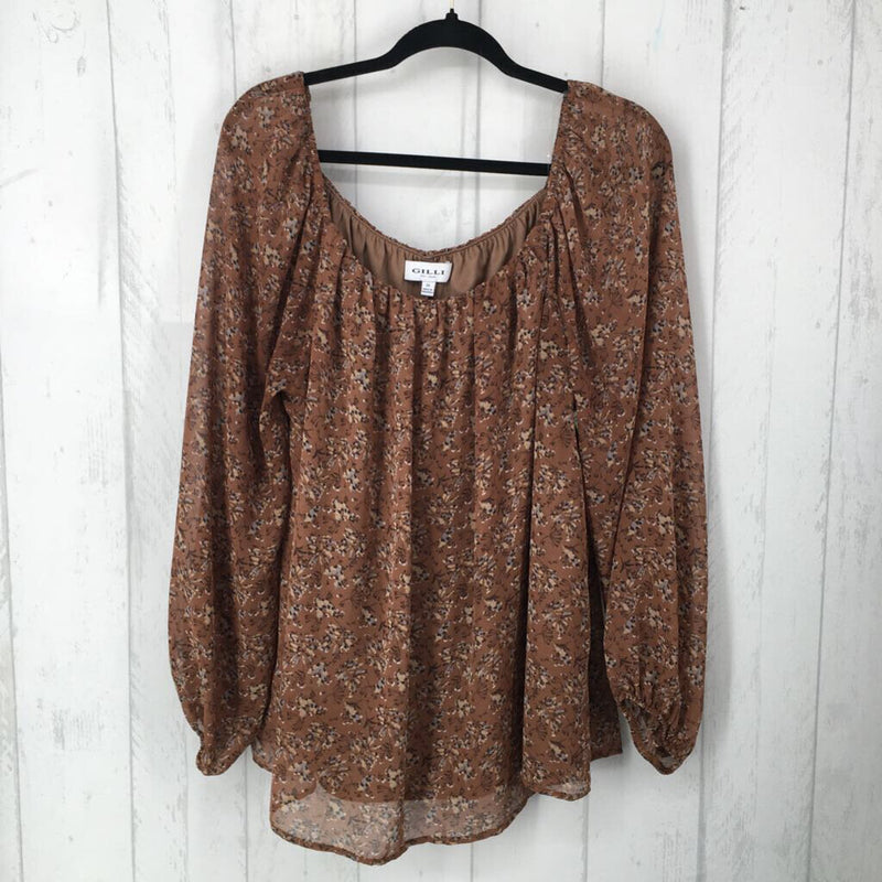 2X Flo print flowy balloon slv top