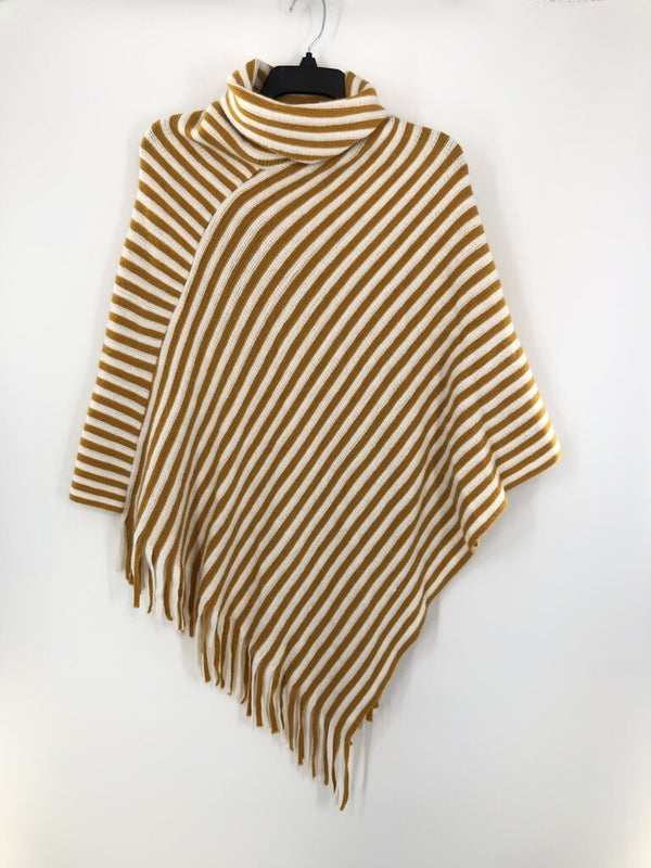 O/S Striped fringe hem poncho