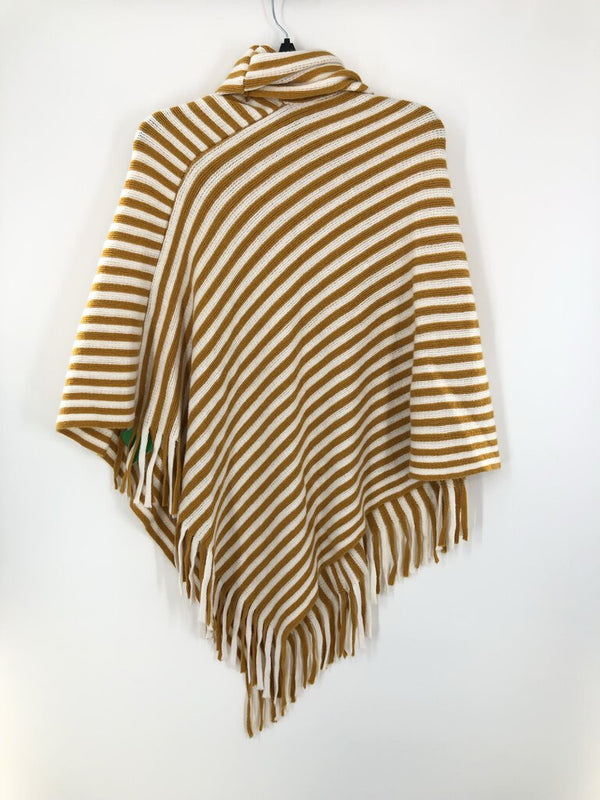 O/S Striped fringe hem poncho