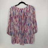 1x watercolor 3/4 slv half button top