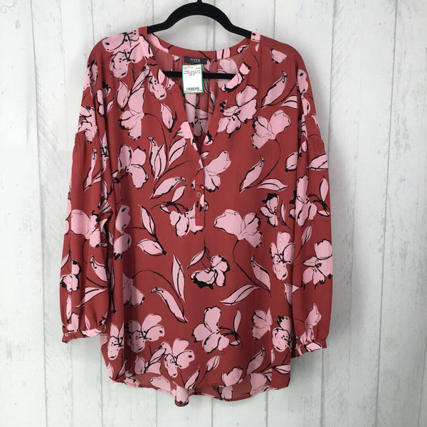 1x 3/4 slv flower print top