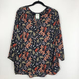 1x flower print half button top