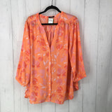 1x flower half button down shirt