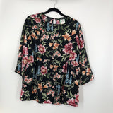 1x flower print baby doll top