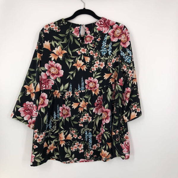 1x flower print baby doll top