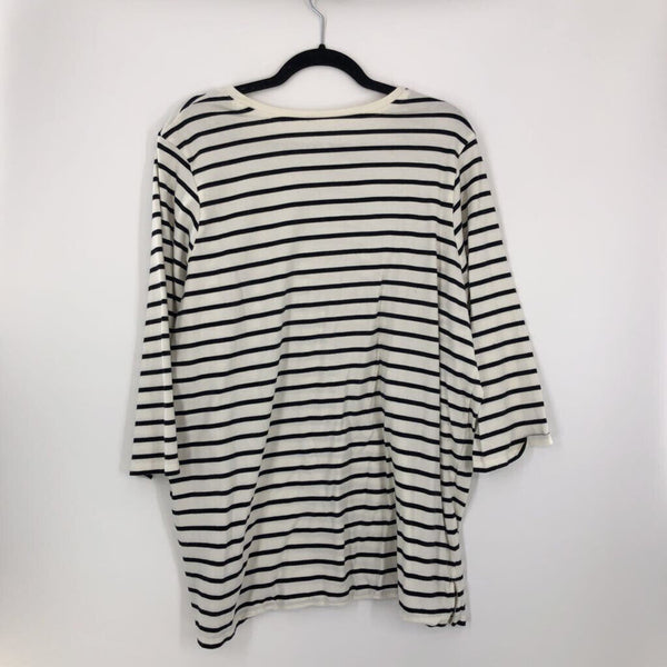 2x 3/4 slv stripe top