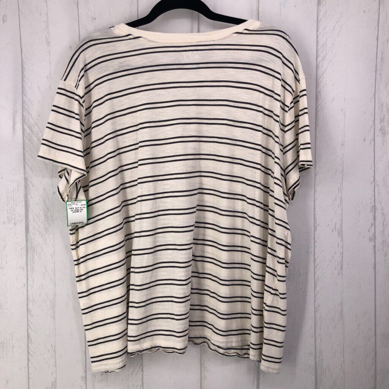 2x 3/4 slv stripe top