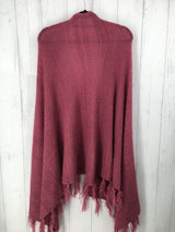 O/S Buttoned fringe hem poncho