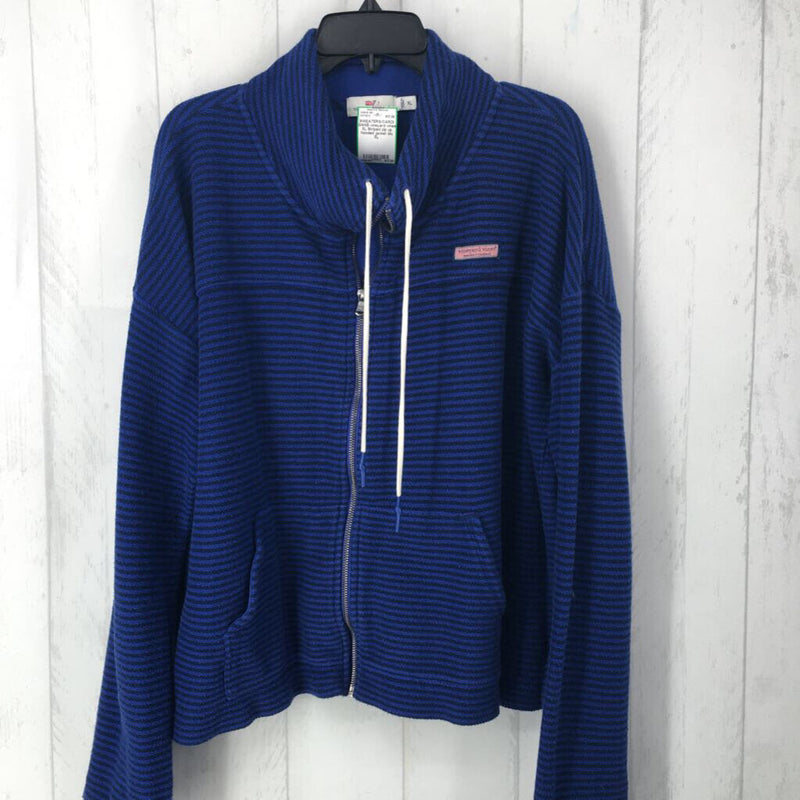 XL Striped zip up hooded jacket