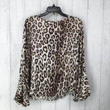 XL Animal print flare slv top