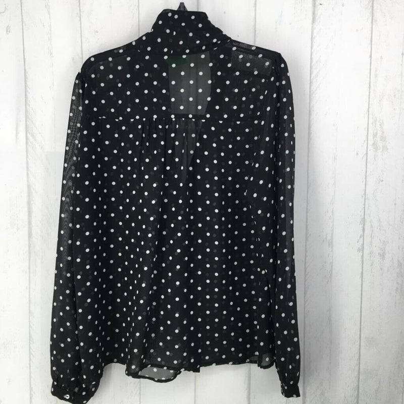 XL Semi-sheer polka-dot tie front top