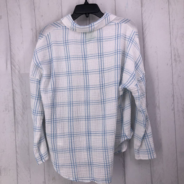 S Plaid button down l/s top