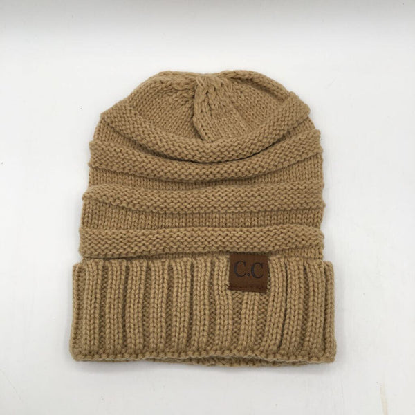 C.C. tan sweater beanie