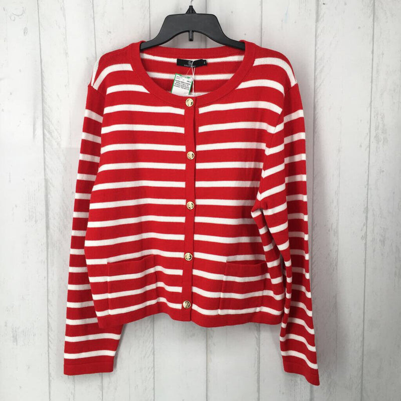 XL Striped gold button sweater