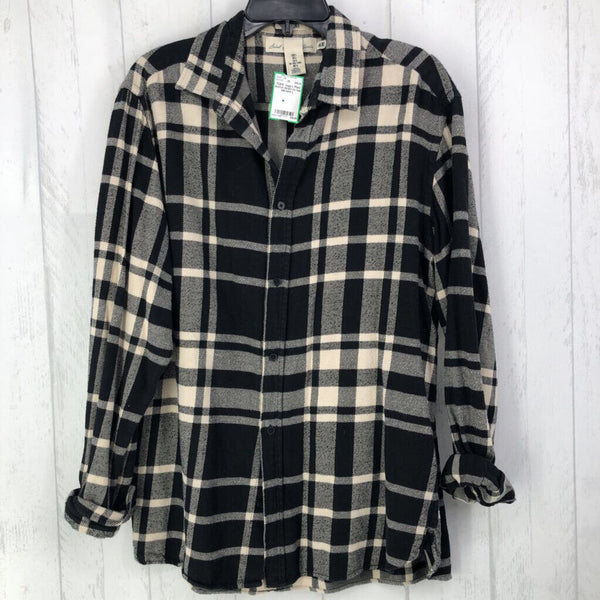 L Plaid button down l/s top