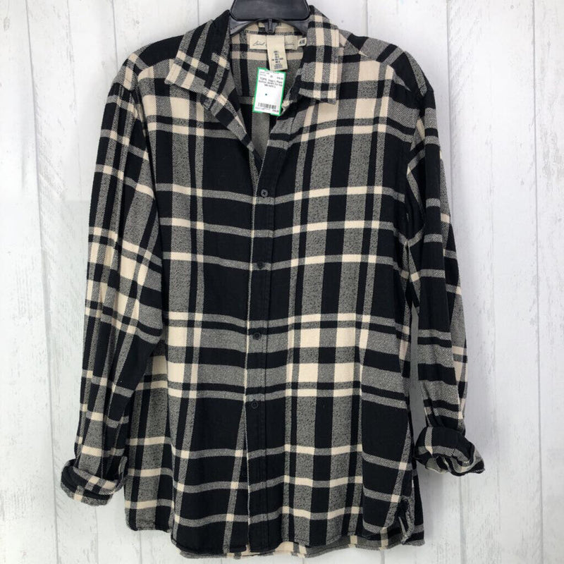 L Plaid button down l/s top