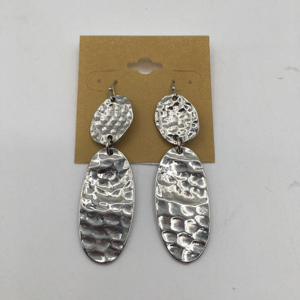 Silver hammered metal earrings