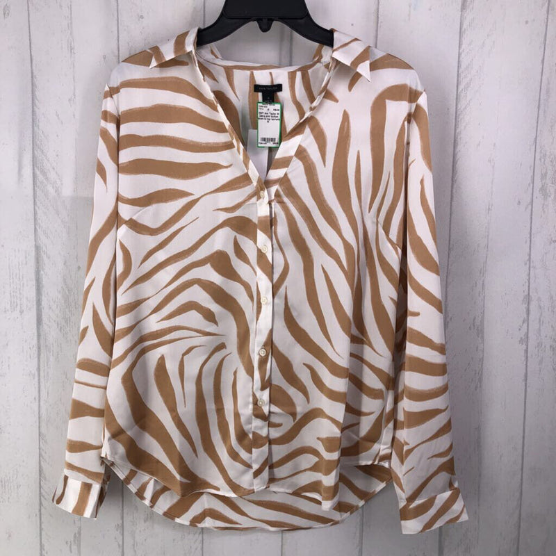 M Zebra print button down l/s top