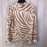 M Zebra print button down l/s top