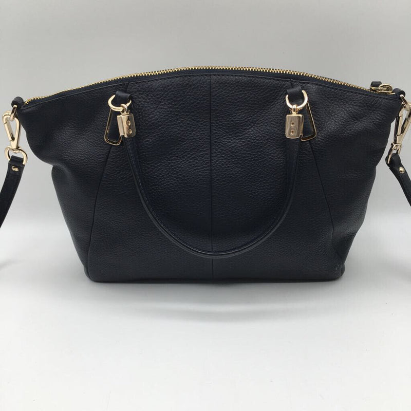 pebbled zip top satchel