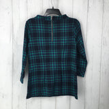 XS Plaid back zip 3/4 slv top