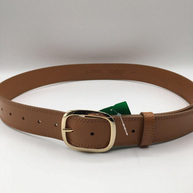 M/L Leather belt gold buckle