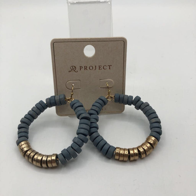 Blue & Gold hoop earrings